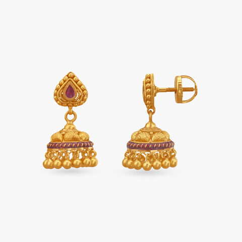 Regal Glory Gold Jhumka Earrings