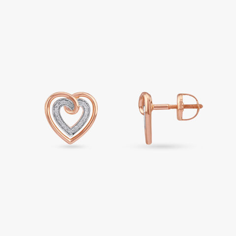 Spiralling Heart Diamond Stud Earrings