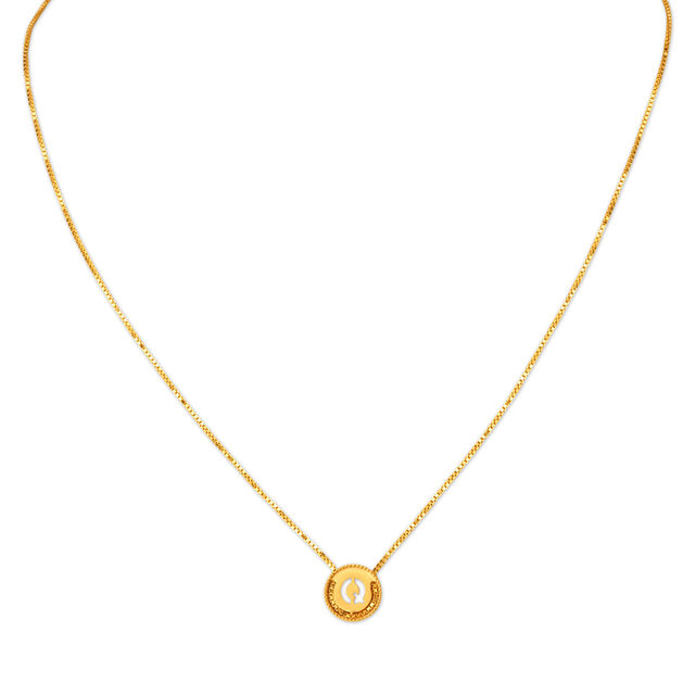 Letter Q Gold Pendant with Chain For Kids,,hi-res image number null