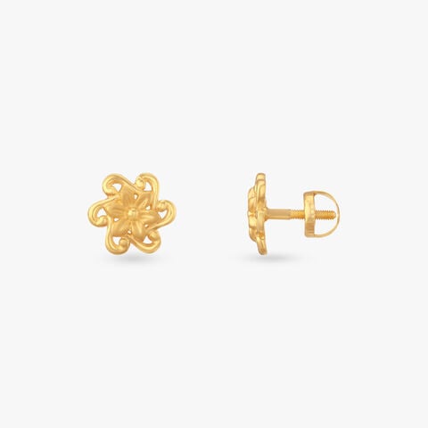 Little Whirl Gold Stud Earrings for Kids