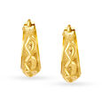 Elegant 22 Karat Yellow Gold Textured Bali Style Hoop Earrings,,hi-res image number null
