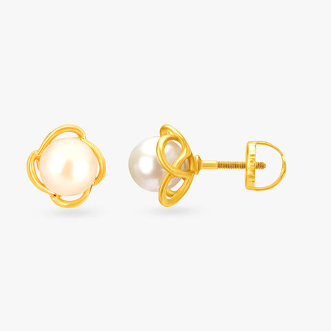 Glorious Pearls and Gold Stud Earrings