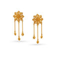 Beguiling Floral Motif Gold Drop Earrings,,hi-res image number null
