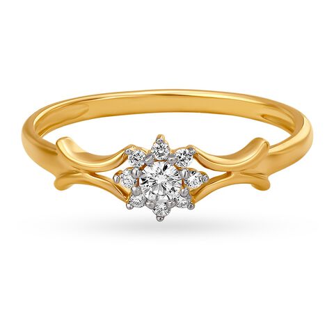 Artistic 18 Karat Yellow Gold And Diamond Finger Ring