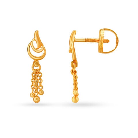 Tassel Gold Drop Earrings With Beads
