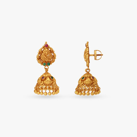 Temple Motif Jhumka Earrings