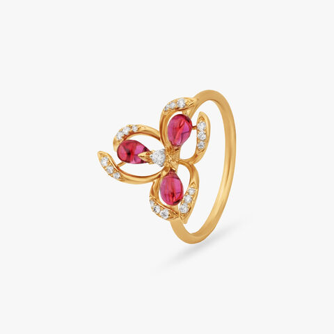 Scarlet Petal Diamond Ring