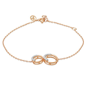 14 KT Rose Gold Enthralling Circles Diamond Bracelet