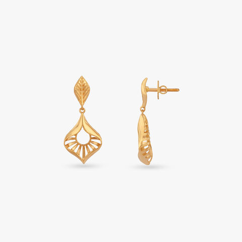 Verdant Spine Gold Drop Earrings
