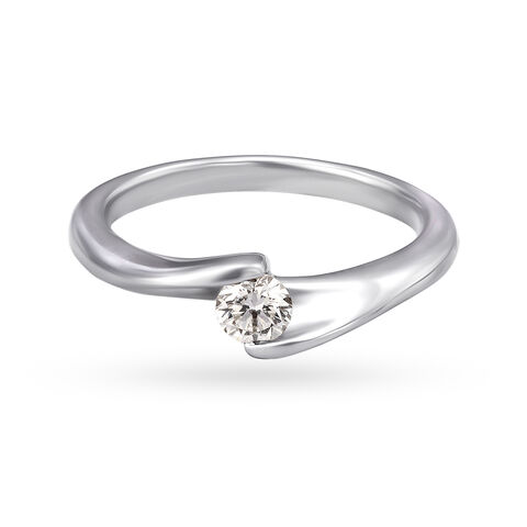Wave Patterned Platinum and Diamond Ring