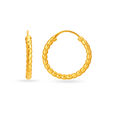22 KT Yellow Gold Minimal Beaded Hoop Earrings,,hi-res image number null