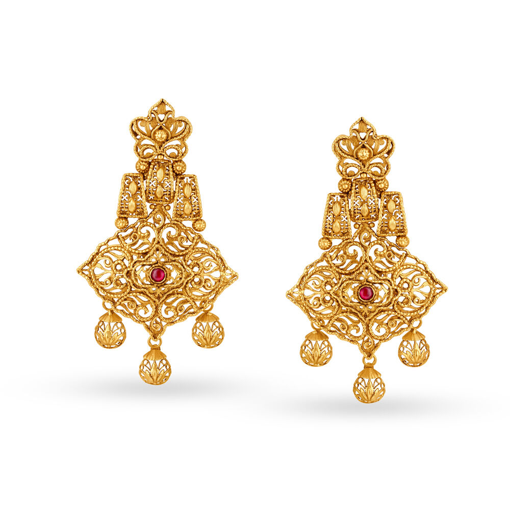 Antique Earrings, Pearl Matte Gold Plating (MKAN1001)