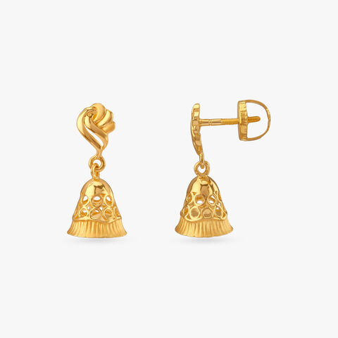 Gilded Grace Gold Jhumka Earrings