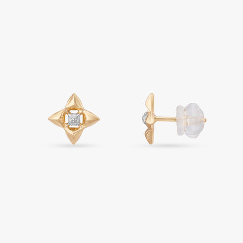 Star Crest Diamond Stud Earrings