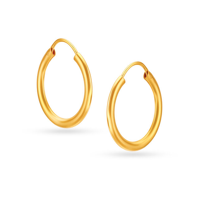 22 KT Yellow Gold Charming Minimal Hoop Earrings,,hi-res image number null