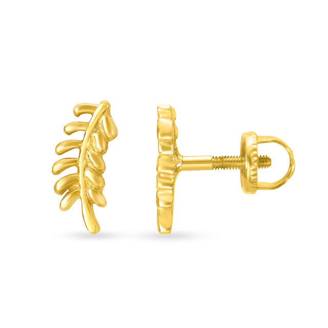 Vine Inspired Gold Stud Earrings