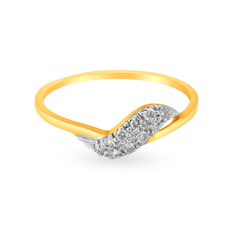 Tanishq 18KT Yellow Gold Diamond Floral Finger Ring at Rs 18785 in Jaipur