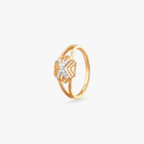 Chevron Cross Diamond Ring