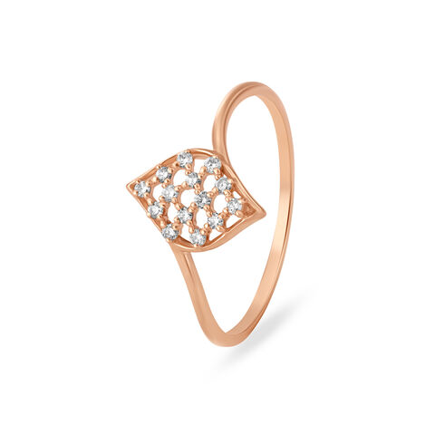 Eccentric Floral Diamond and Rose Gold Finger Ring