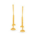 Appealing 22 Karat Yellow Gold Dangling Flowers Hoop Earrings,,hi-res image number null