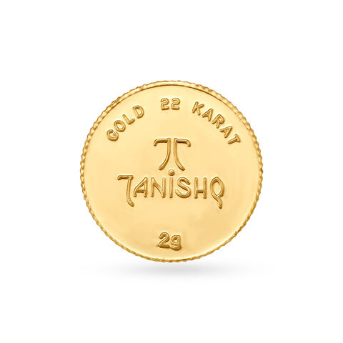 2 gram 22 Karat Gold Coin with Guru Nanak Design