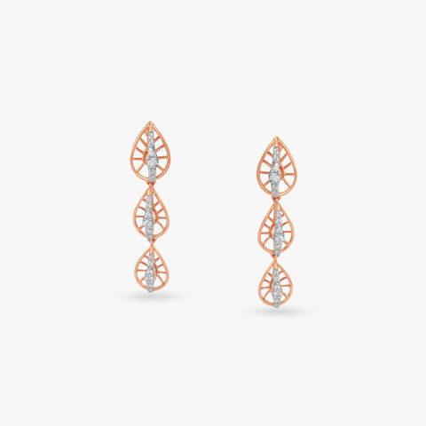 Cascading Leaf Diamond Drop Earrings