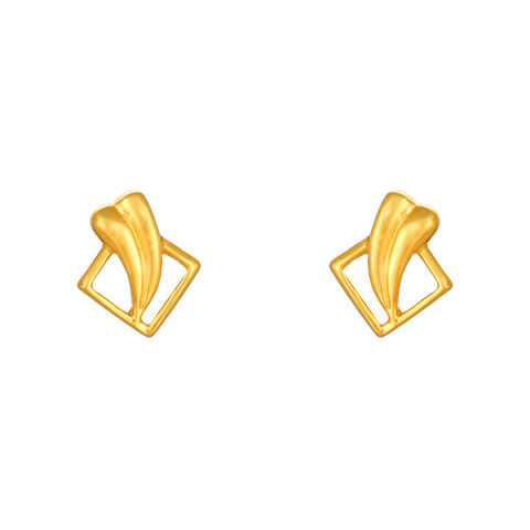 Simplistic 22 Karat Yellow Gold Square Studs