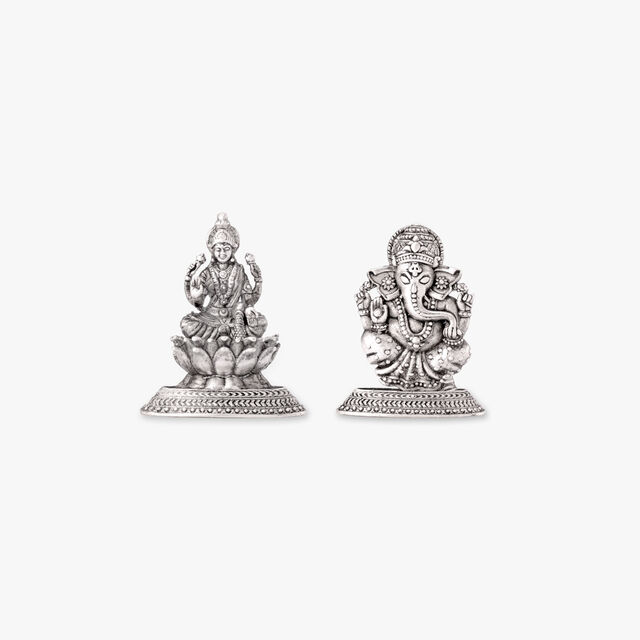 Auspicious Ganesha and Lakshmi Silver Idol Tanishq Online Store