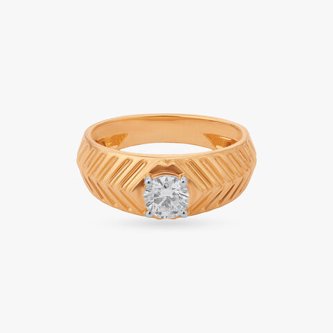 Sculpted Sparkle Solitaire Ring For Men