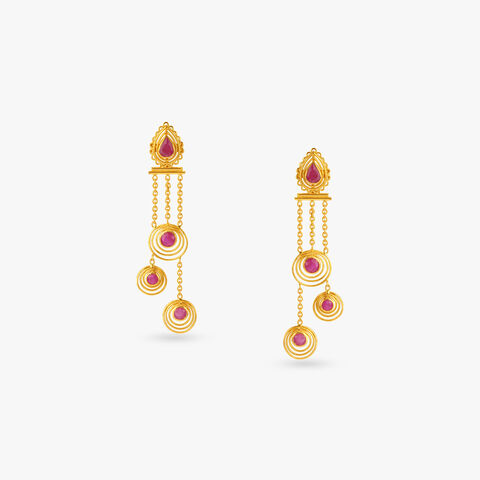 Orbit Gleam Ruby Drop Earrings