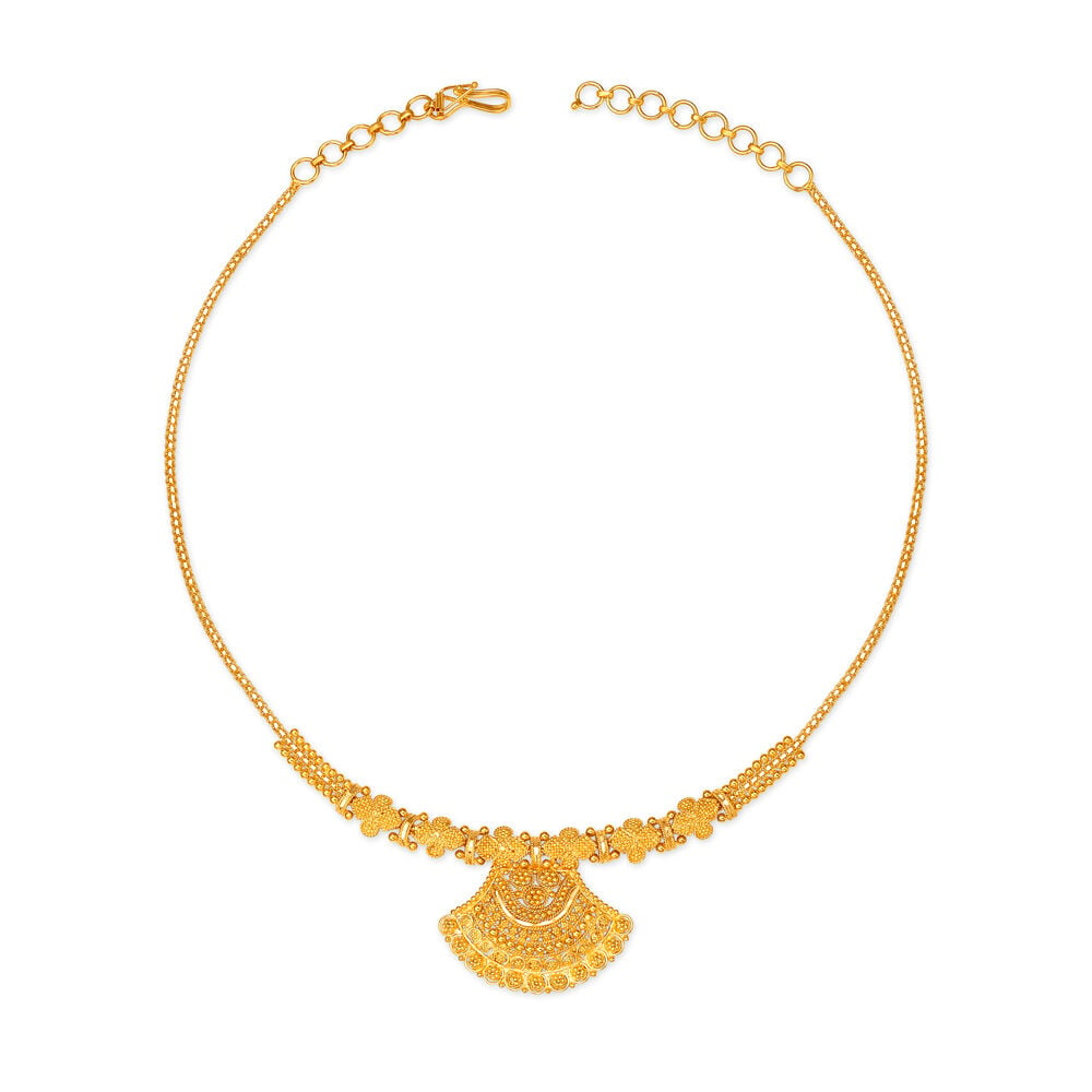 Buy online Exclusive Gold Plated Pearl Studded Temple Necklace Set – Lady  India