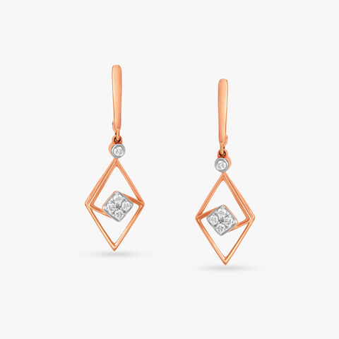 Clean Geometry Diamond Drop Earrings