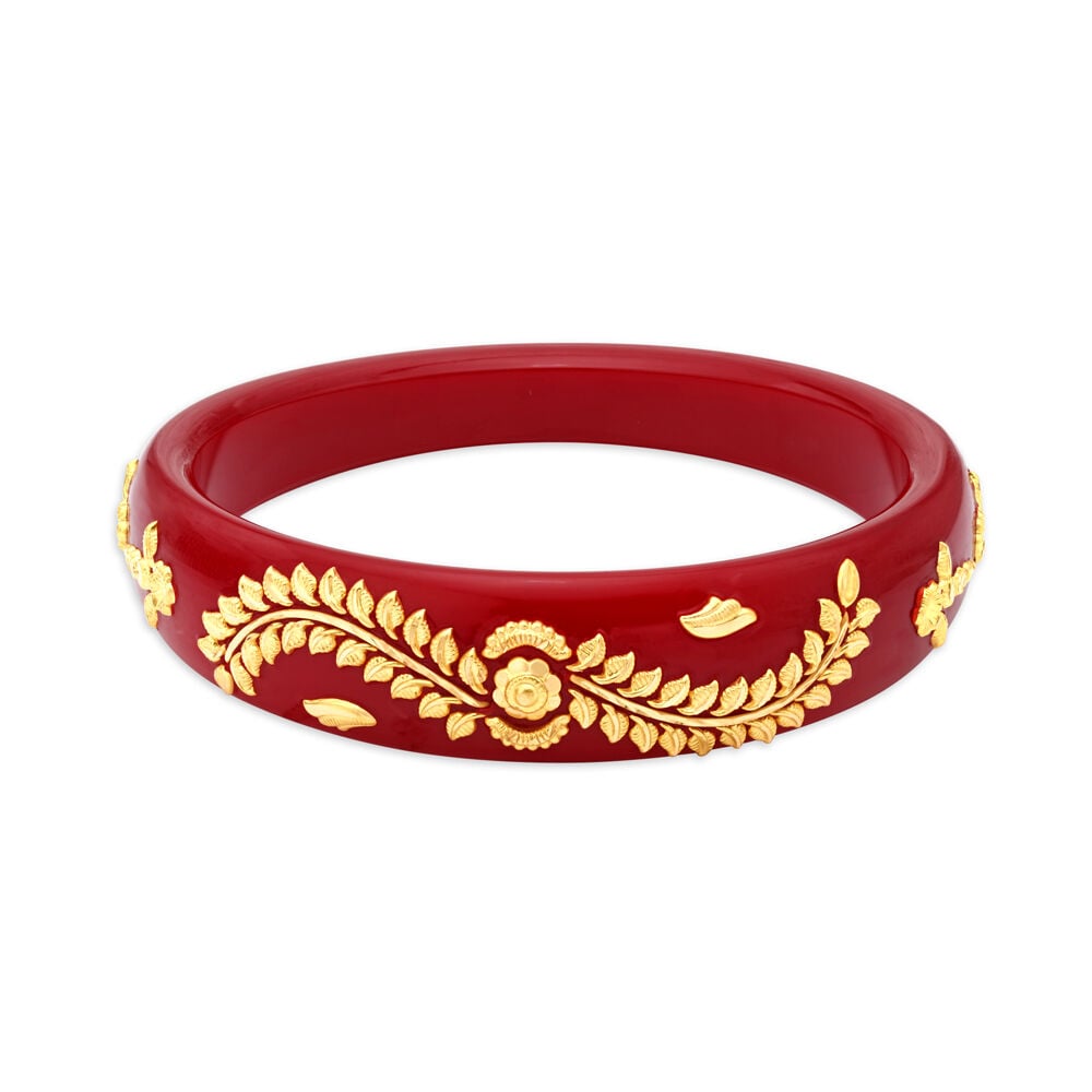 Red and White Mix and Match Gold Pola Bangle