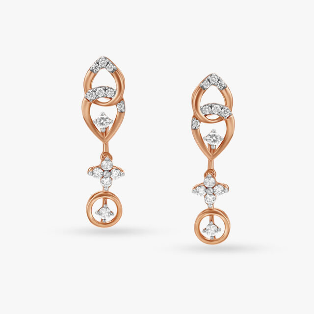 Elegant Floral Diamond Drop Earrings
