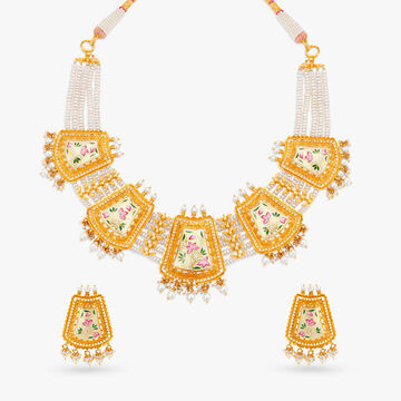 Ambuj Necklace Set with Coloured Stones