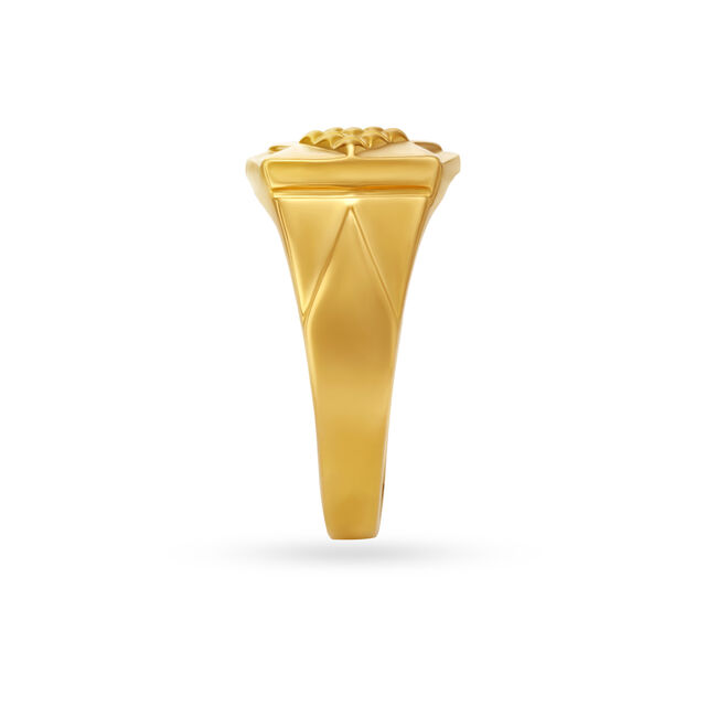 Geometric Carved Gold Finger Ring For Men,,hi-res image number null