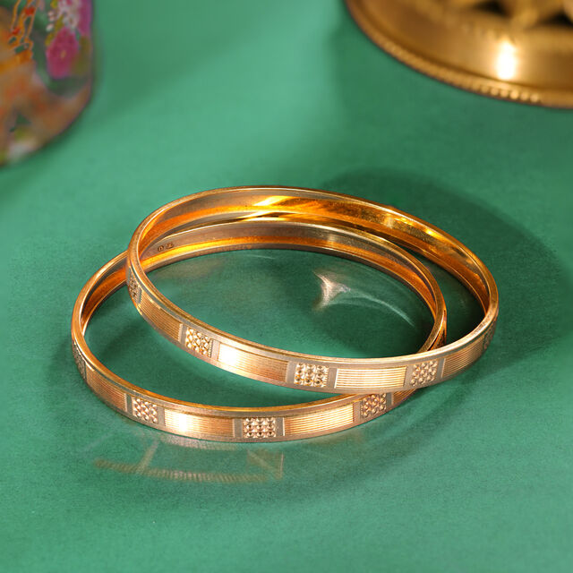 Modish Yellow Gold Carved Bangles,,hi-res image number null