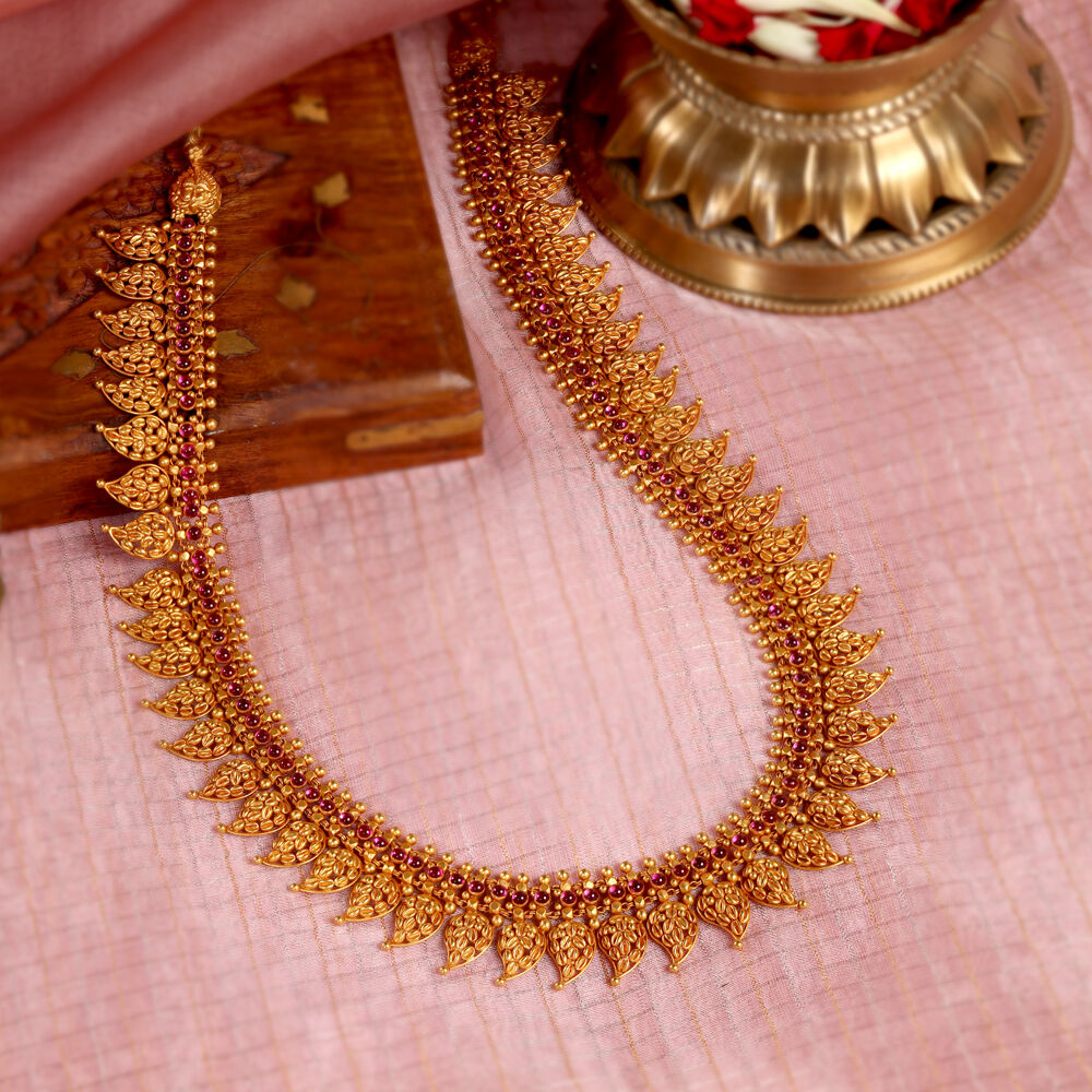 Tanishq gold long haram designs with price discount