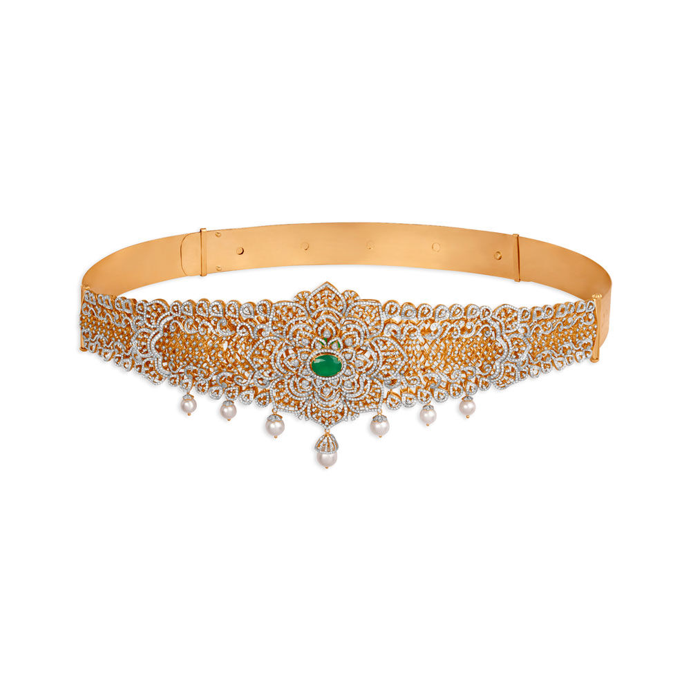 Royal Diamond and Gold Waist Belt Tanishq Online Store