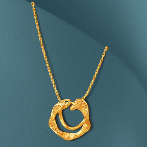 Abstract Ripple Gold Pendant