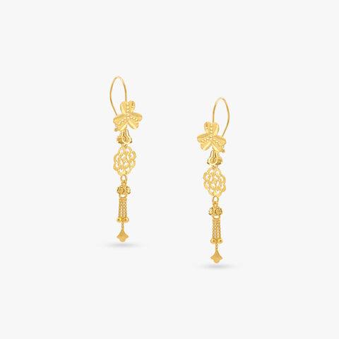 Dancing Petals Gold Hoop Earrings