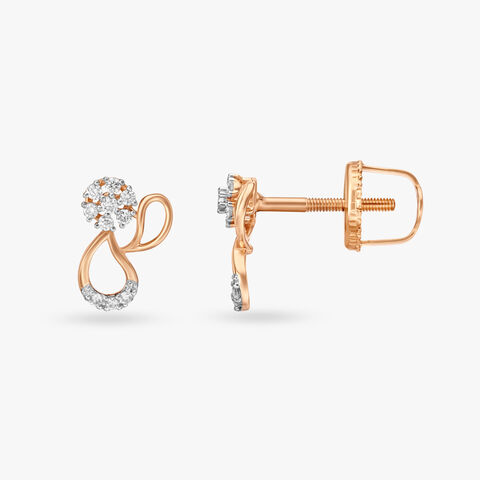 Garden Glamour Rose Gold and Diamond Stud Earrings