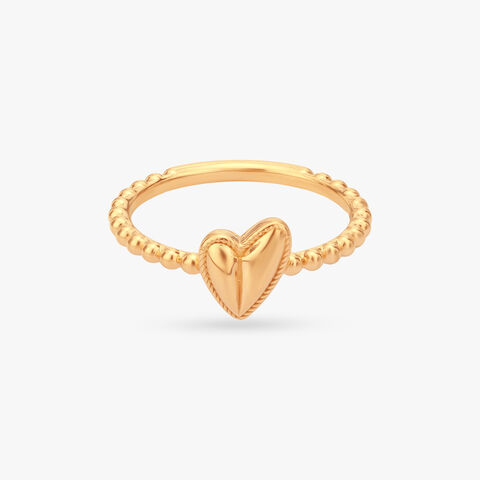 Love Bead Gold Finger Ring