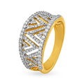 Extravagant 18 Karat Yellow Gold And Diamond Finger Ring,,hi-res image number null