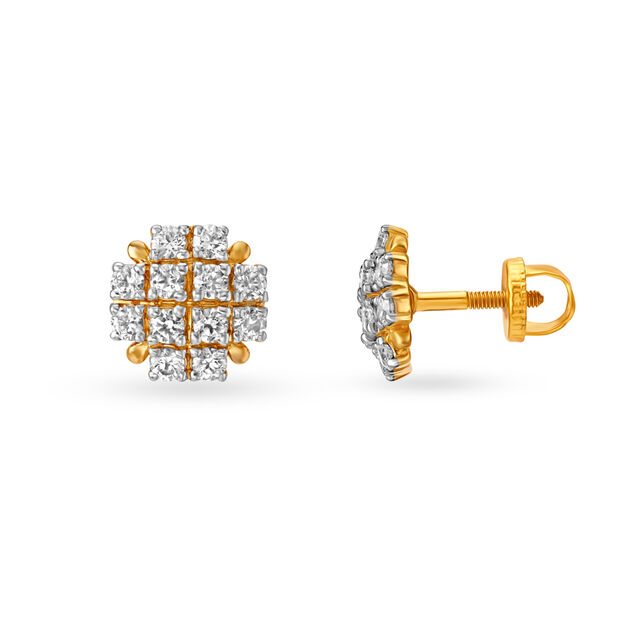 Adorable Square Gold Stud Earrings for Kids,,hi-res image number null