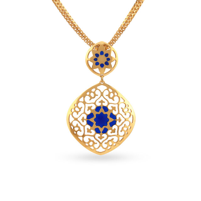 Gold Jaali-work Pendant and Earrings Set,,hi-res image number null