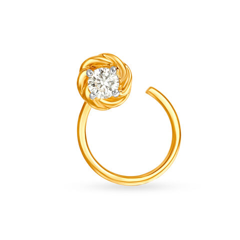 Rose Inspired Gold and Diamond Nose Pin