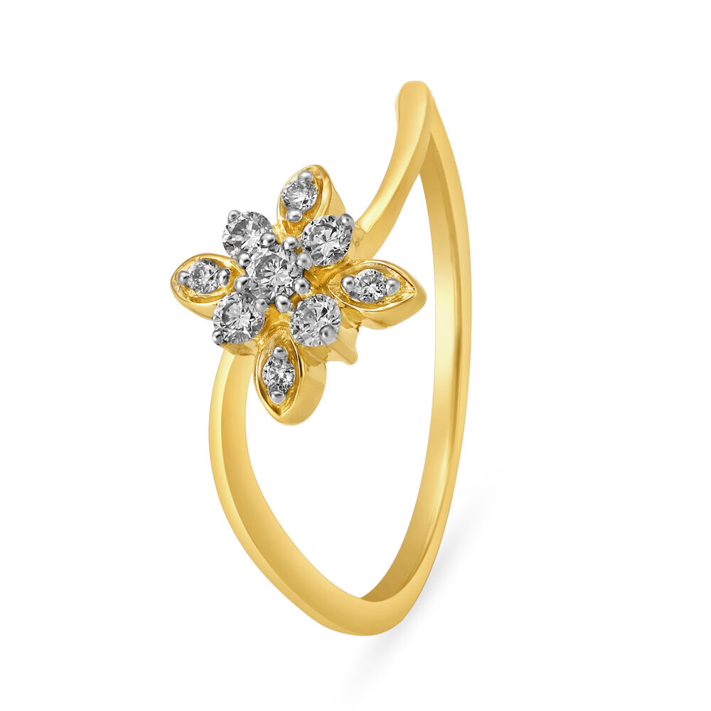 Floral Navratna Diamond Finger Ring