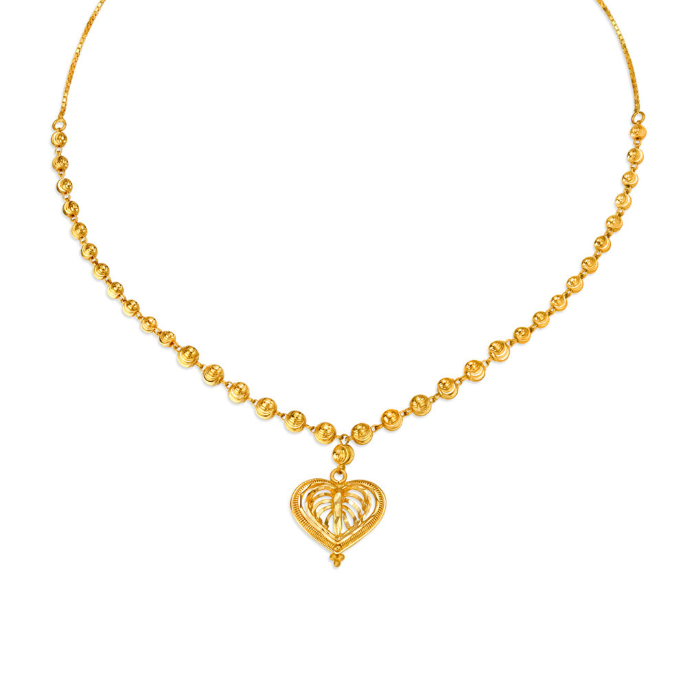 Heart Gold Necklace and Earrings Set