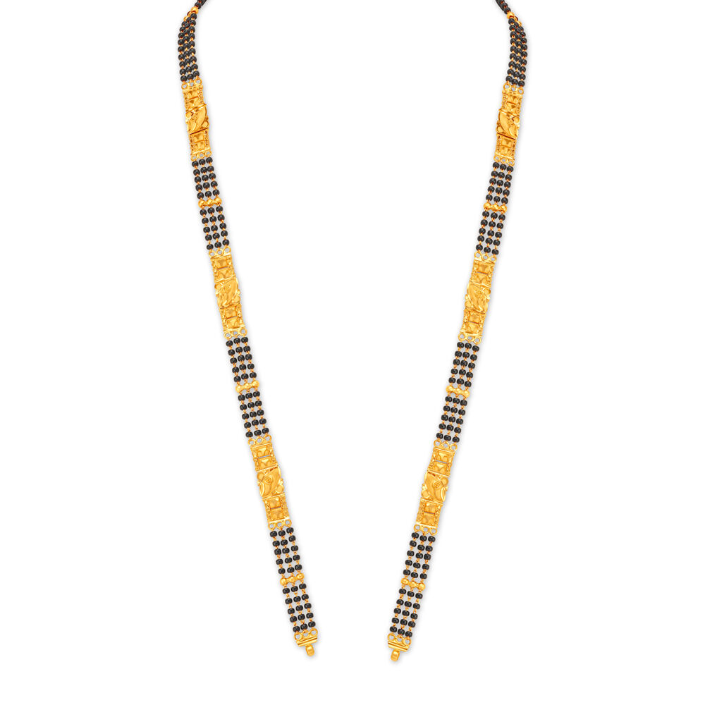 Gold black beads chains tanishq new arrivals